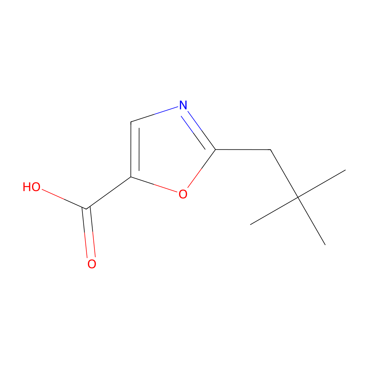 2-(2,2-Dimethylpropyl)-1,3-oxazole-5-carboxylic acid molecular structure, CAS 1890206-77-5