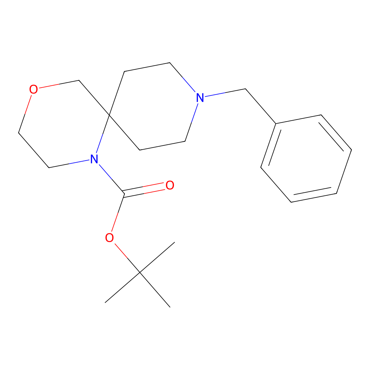 Tert-butyl 9-benzyl-4-oxa-1,9-diazaspiro[5.5]undecane-1-carboxylate molecular structure, CAS 1890211-39-8