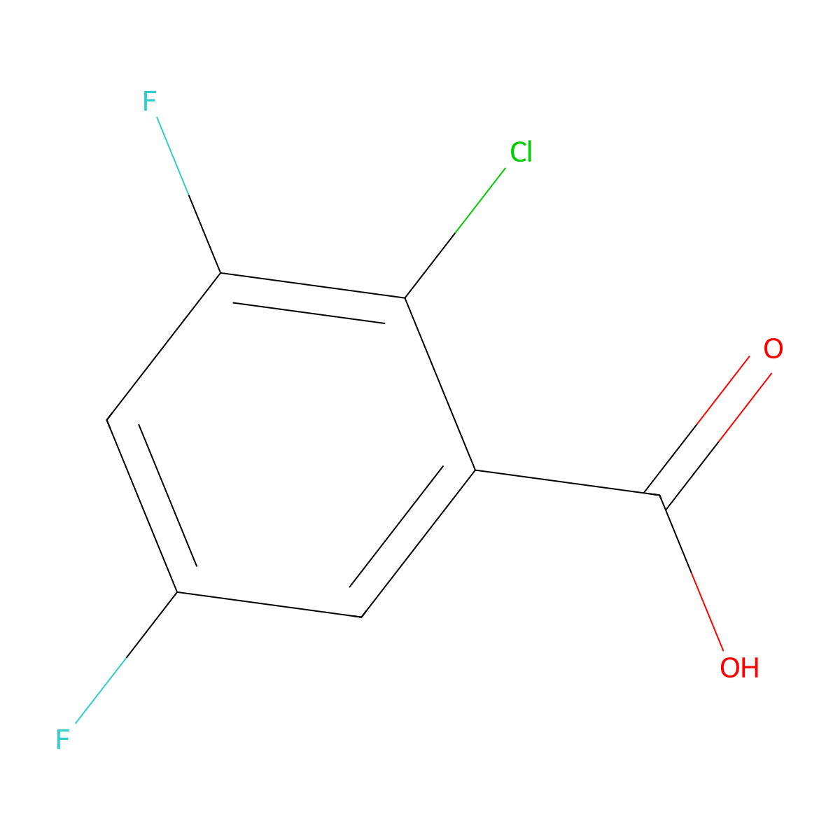 2-Chloro-3,5-difluorobenzoic acid molecular structure, CAS 189024-26-8