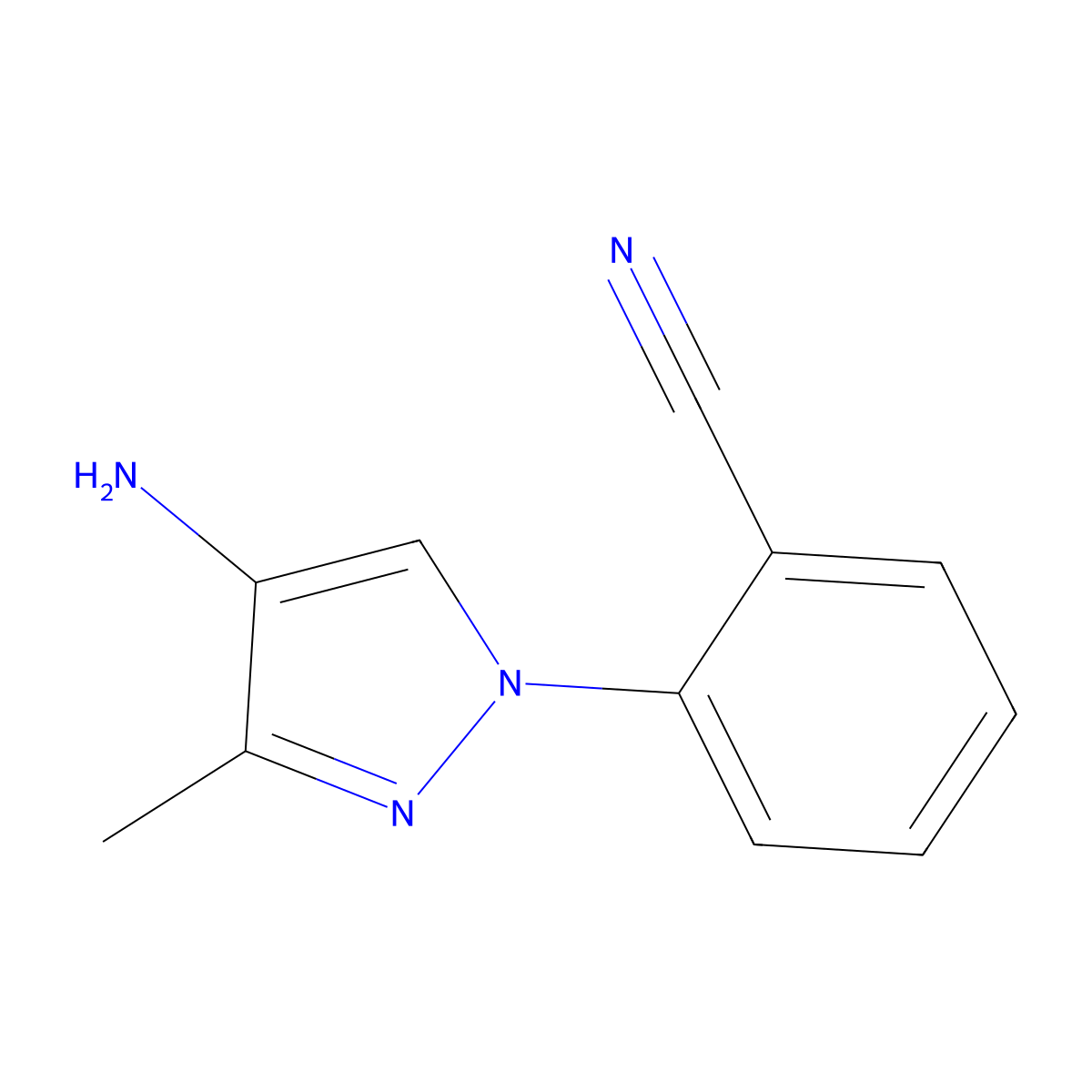 2-(4-amino-3-methyl-1H-pyrazol-1-yl)benzonitrile molecular structure, CAS 1890243-69-2