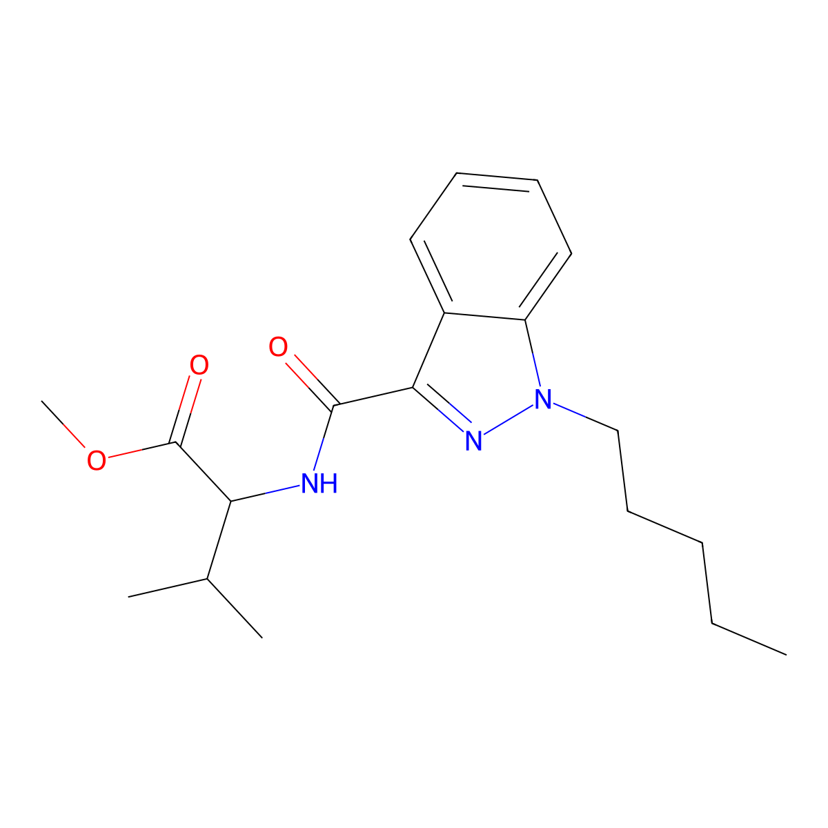 Methyl (1-pentyl-1H-indazole-3-carbonyl)-L-valinate molecular structure, CAS 1890250-13-1