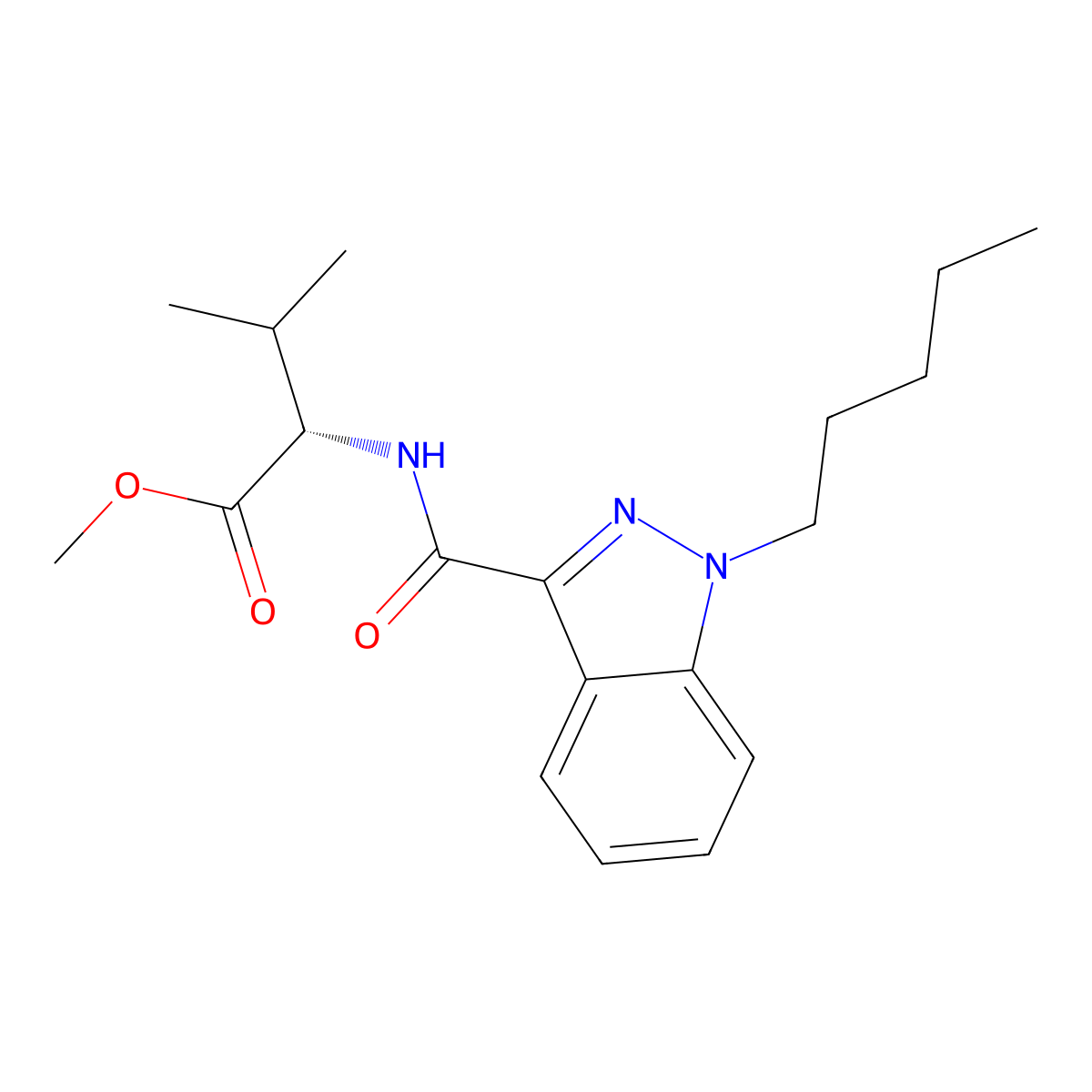 Methyl (1-pentyl-1H-indazole-3-carbonyl)-L-valinate molecular structure, CAS 1890250-13-1