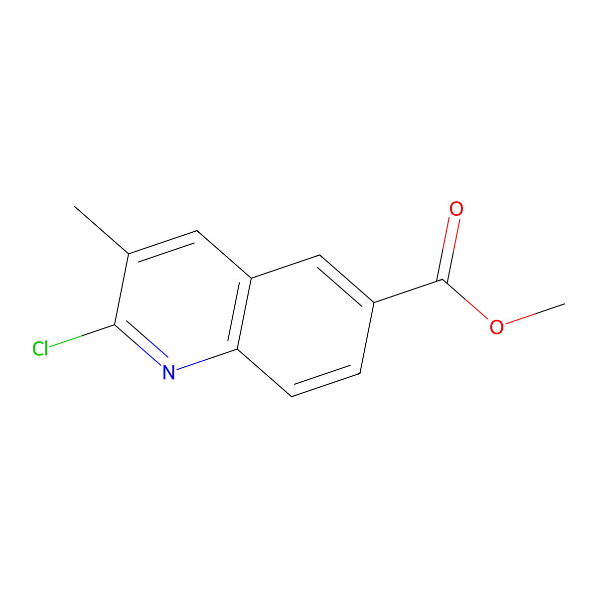 Methyl 2-chloro-3-methylquinoline-6-carboxylate molecular structure, CAS 1890295-17-6
