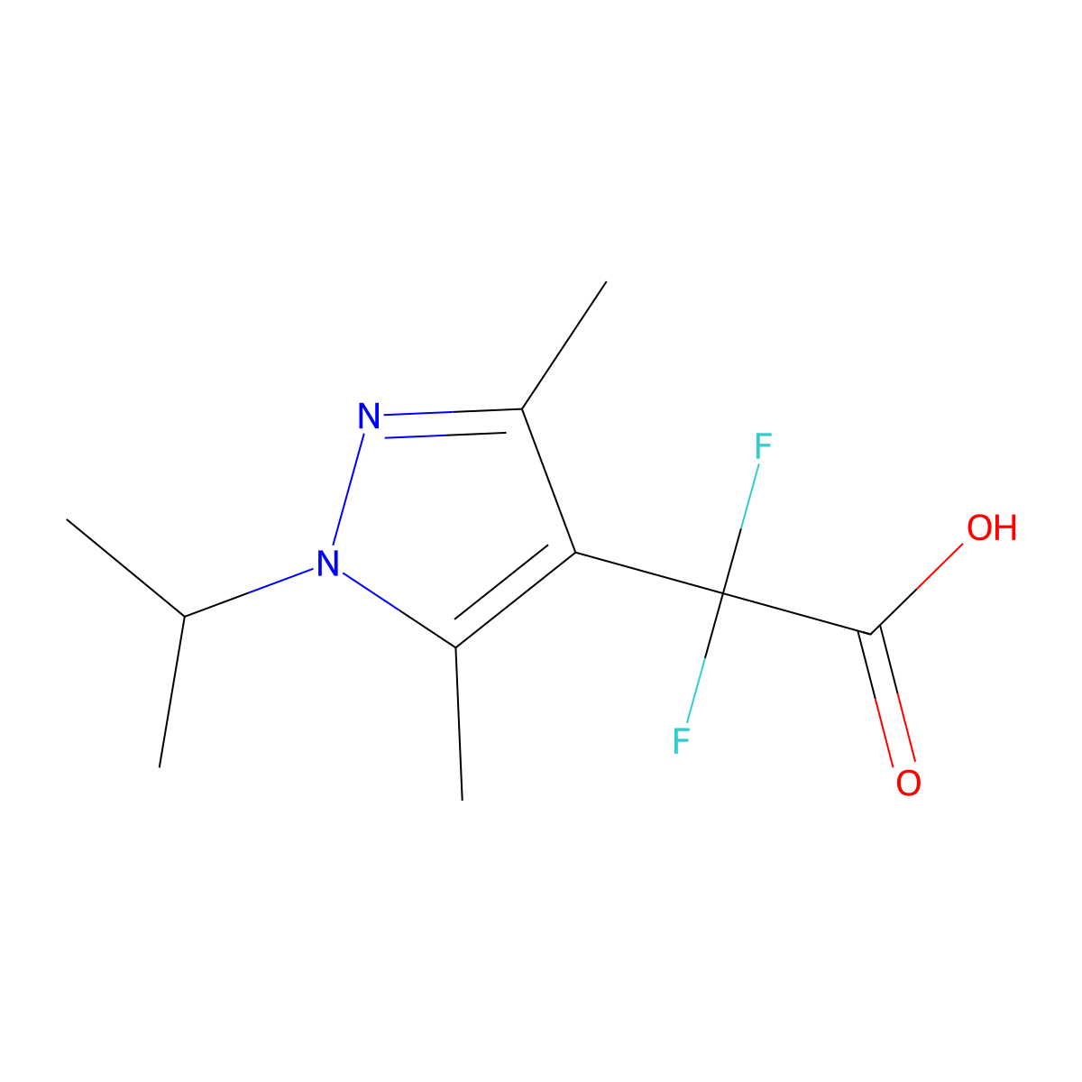 2-[3,5-dimethyl-1-(propan-2-yl)-1H-pyrazol-4-yl]-2,2-difluoroacetic acid molecular structure, CAS 1890295-56-3