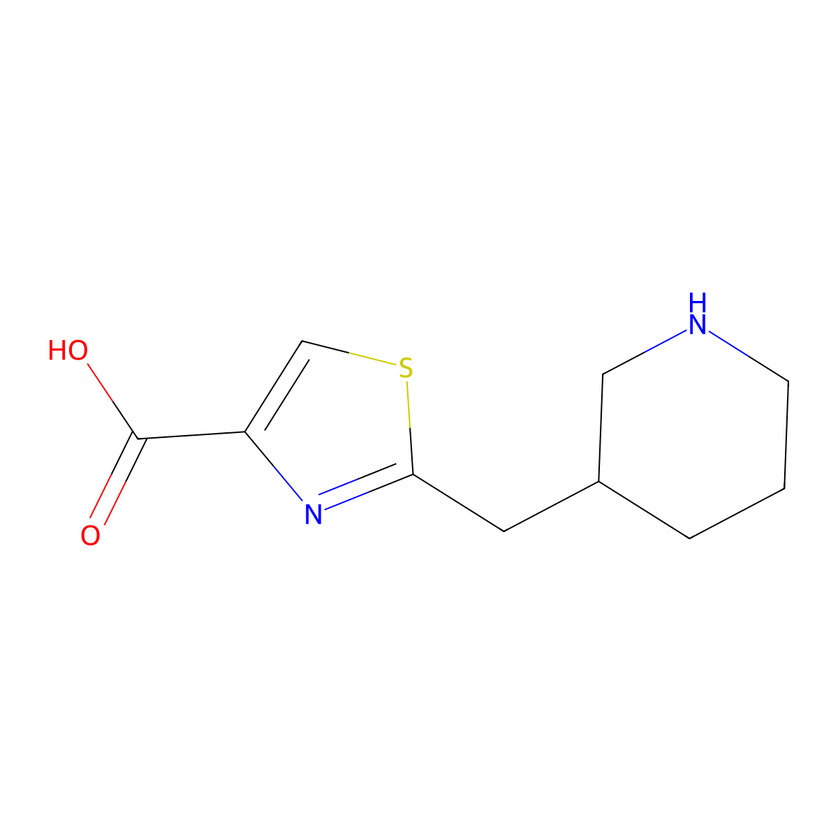2-[(Piperidin-3-yl)methyl]-1,3-thiazole-4-carboxylic acid molecular structure, CAS 1890299-51-0