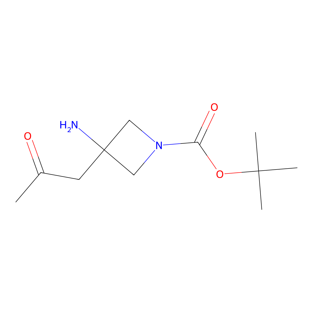 Tert-butyl 3-amino-3-(2-oxopropyl)azetidine-1-carboxylate molecular structure, CAS 1890300-25-0