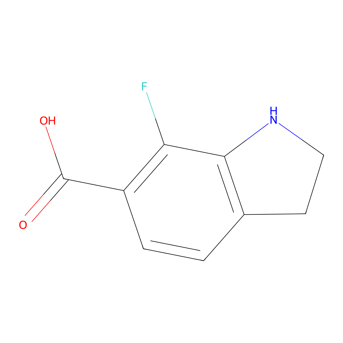 7-Fluoroindoline-6-carboxylic acid molecular structure, CAS 1890327-28-2