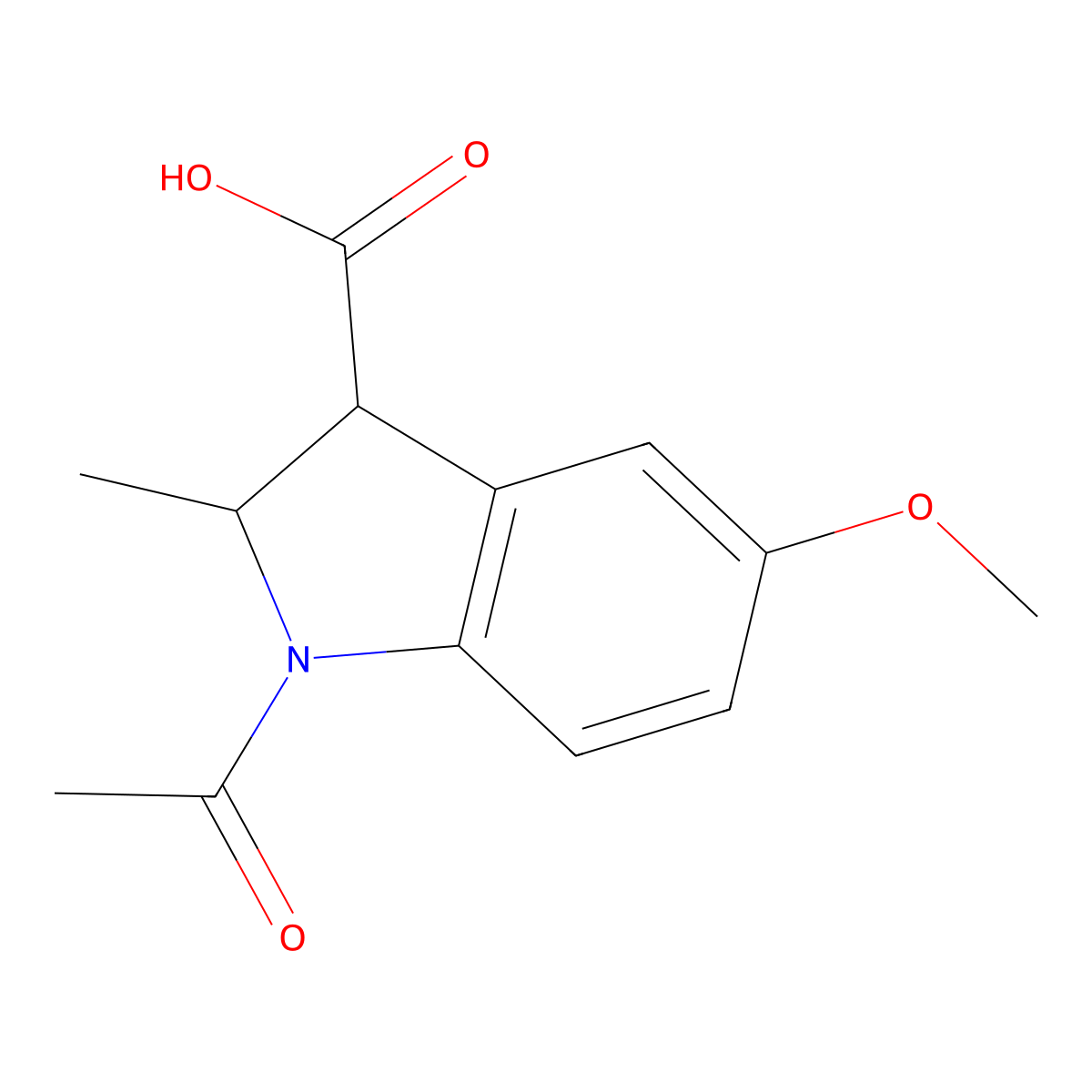 1-acetyl-5-methoxy-2-methyl-2,3-dihydro-1H-indole-3-carboxylic acid molecular structure, CAS 1890369-74-0