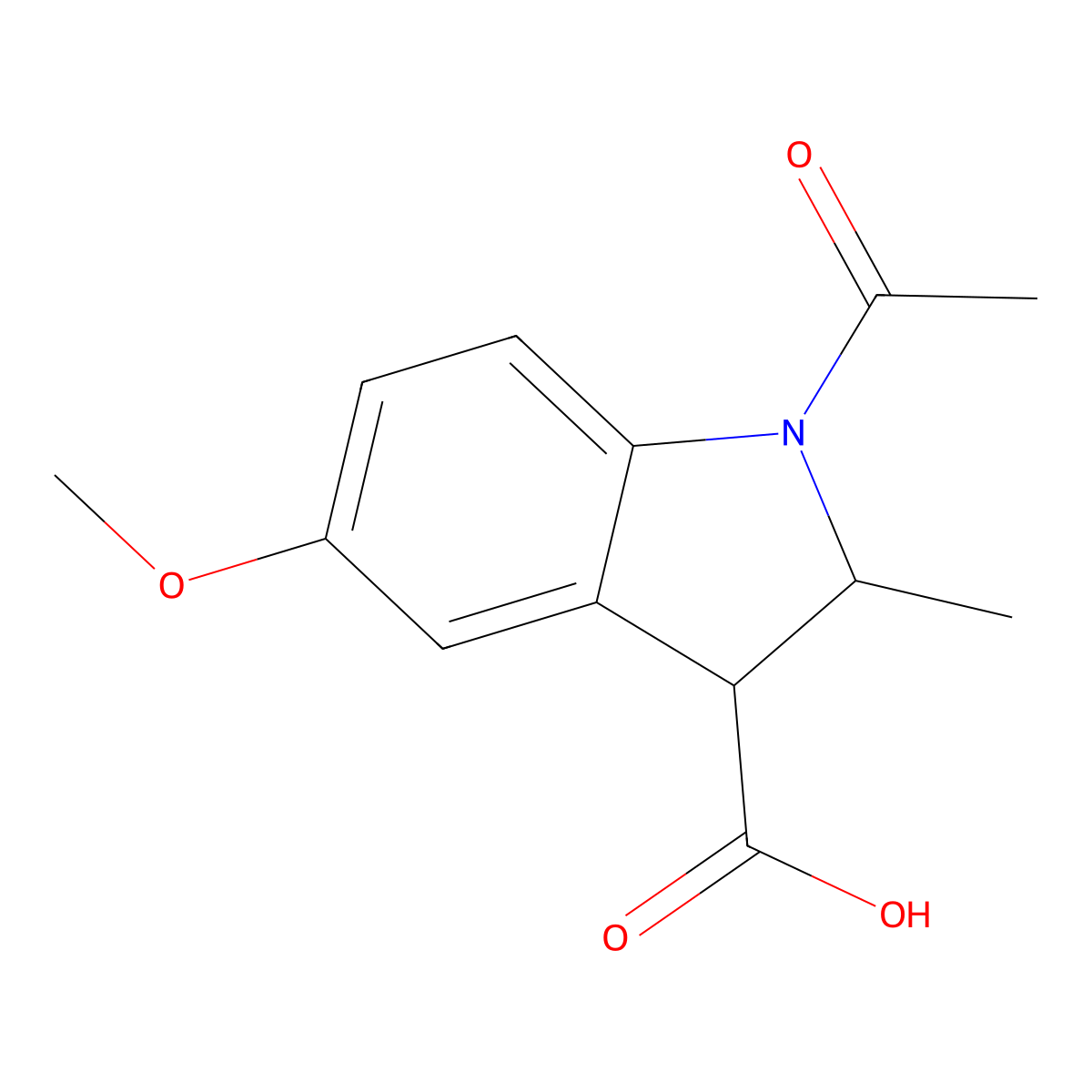 1-acetyl-5-methoxy-2-methyl-2,3-dihydro-1H-indole-3-carboxylic acid molecular structure, CAS 1890369-74-0