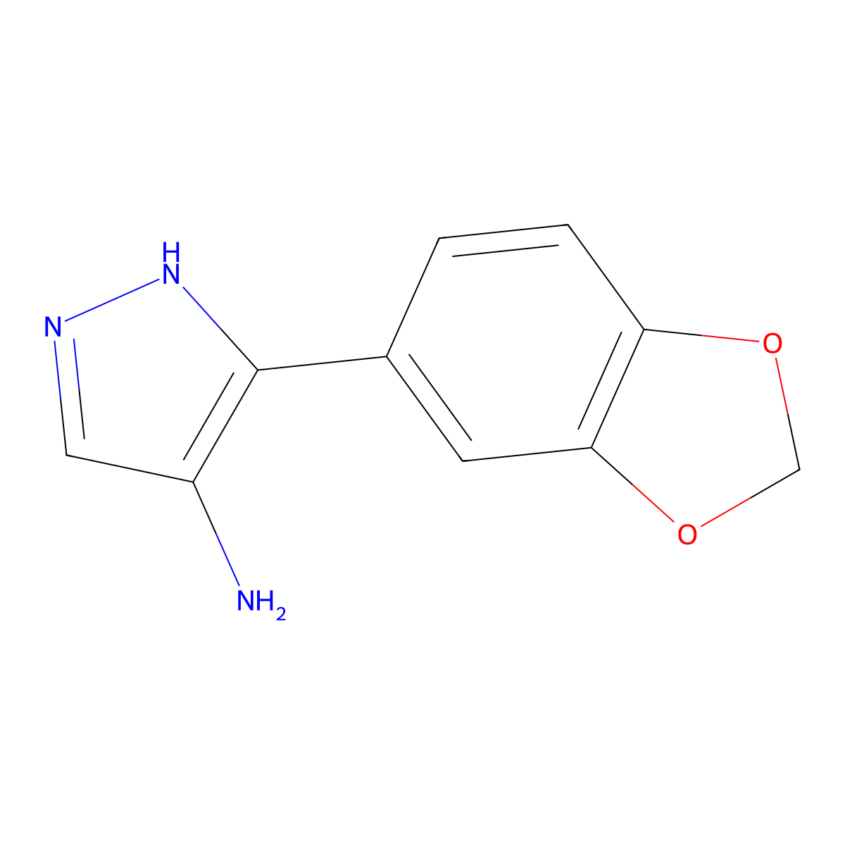 5-(1,3-dioxaindan-5-yl)-1H-pyrazol-4-amine molecular structure, CAS 1890472-86-2