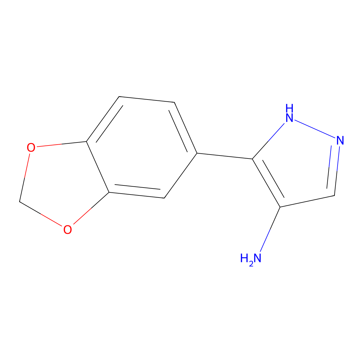 5-(1,3-dioxaindan-5-yl)-1H-pyrazol-4-amine molecular structure, CAS 1890472-86-2