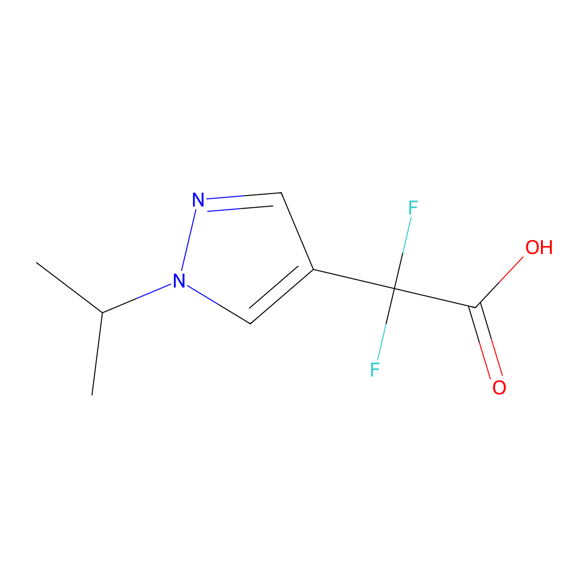 2,2-difluoro-2-[1-(propan-2-yl)-1H-pyrazol-4-yl]acetic acid molecular structure, CAS 1890484-07-7