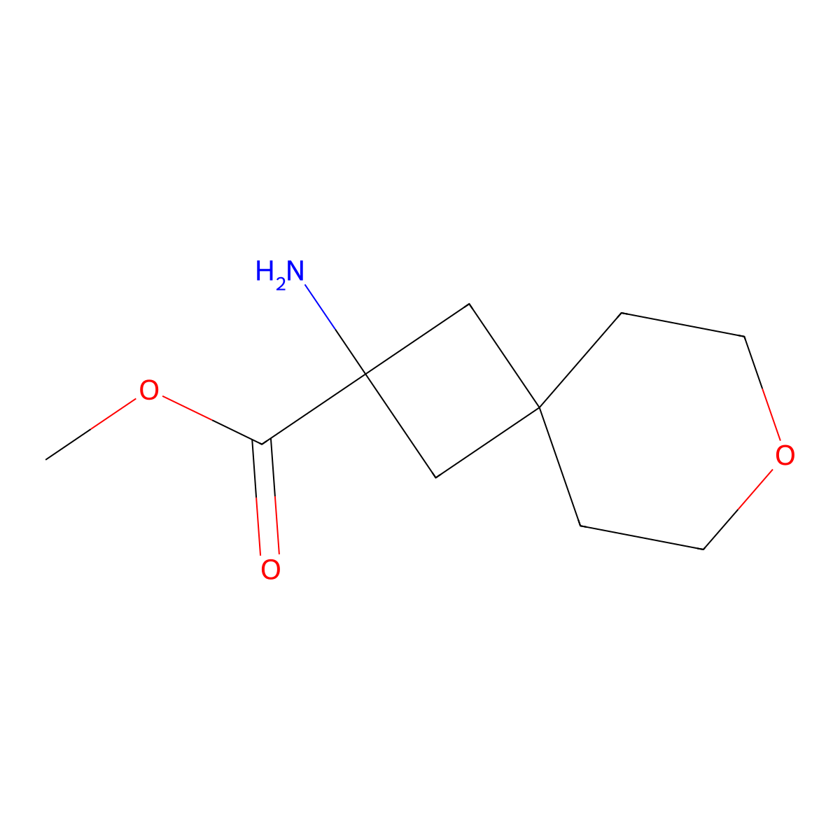 Methyl 2-amino-7-oxaspiro[3.5]nonane-2-carboxylate molecular structure, CAS 1890489-99-2