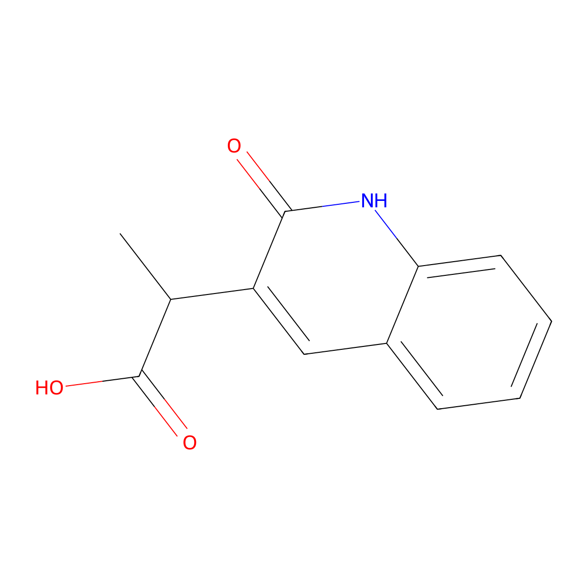 2-(2-Hydroxyquinolin-3-yl)propanoic acid molecular structure, CAS 1890510-29-8