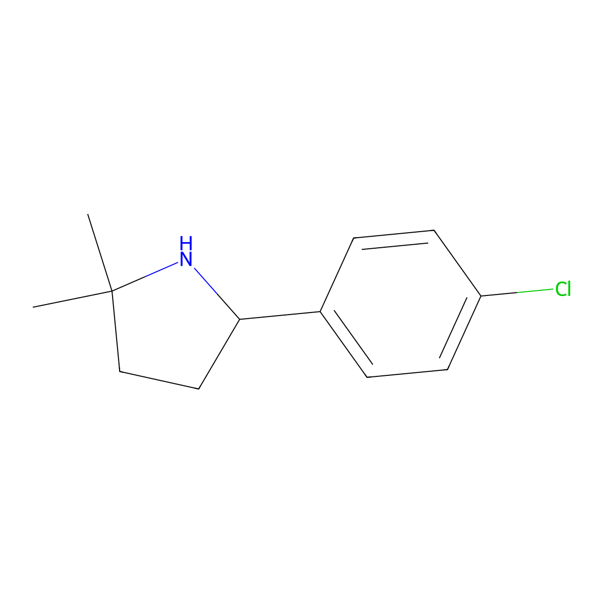 5-(4-Chlorophenyl)-2,2-dimethylpyrrolidine molecular structure, CAS 1890537-33-3