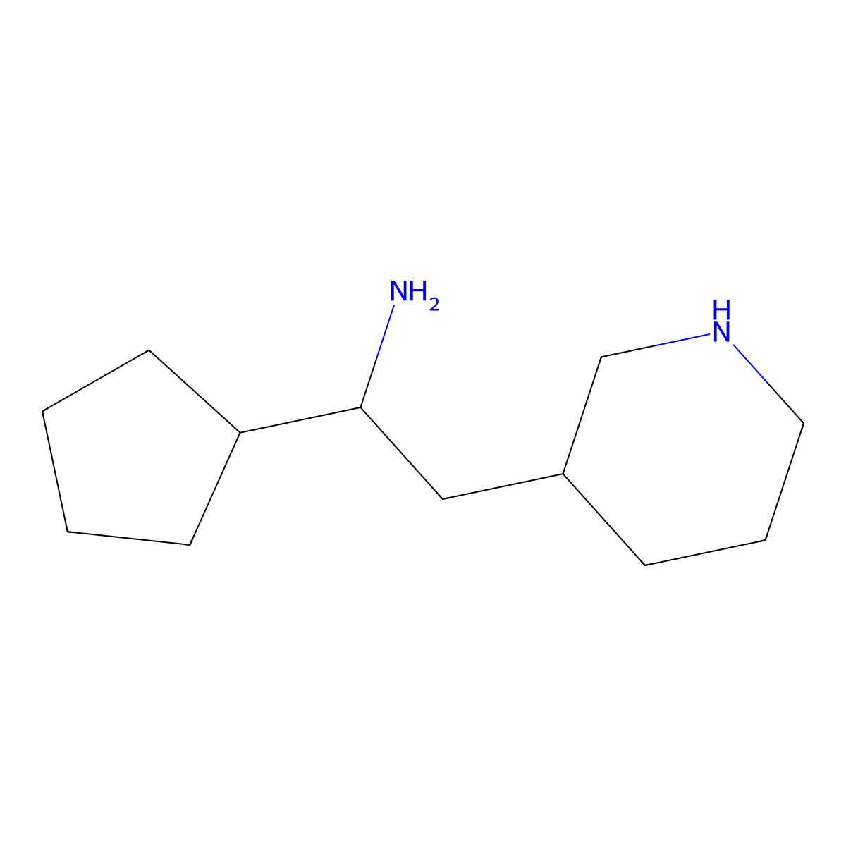 1-Cyclopentyl-2-(piperidin-3-yl)ethan-1-amine molecular structure, CAS 1890538-76-7