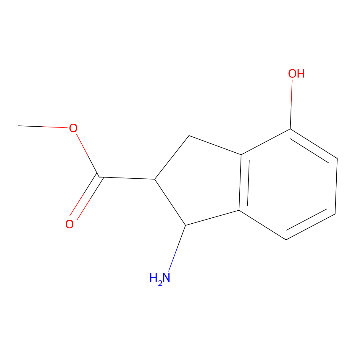 methyl 1-amino-4-hydroxy-2,3-dihydro-1H-indene-2-carboxylate molecular structure, CAS 1890542-71-8