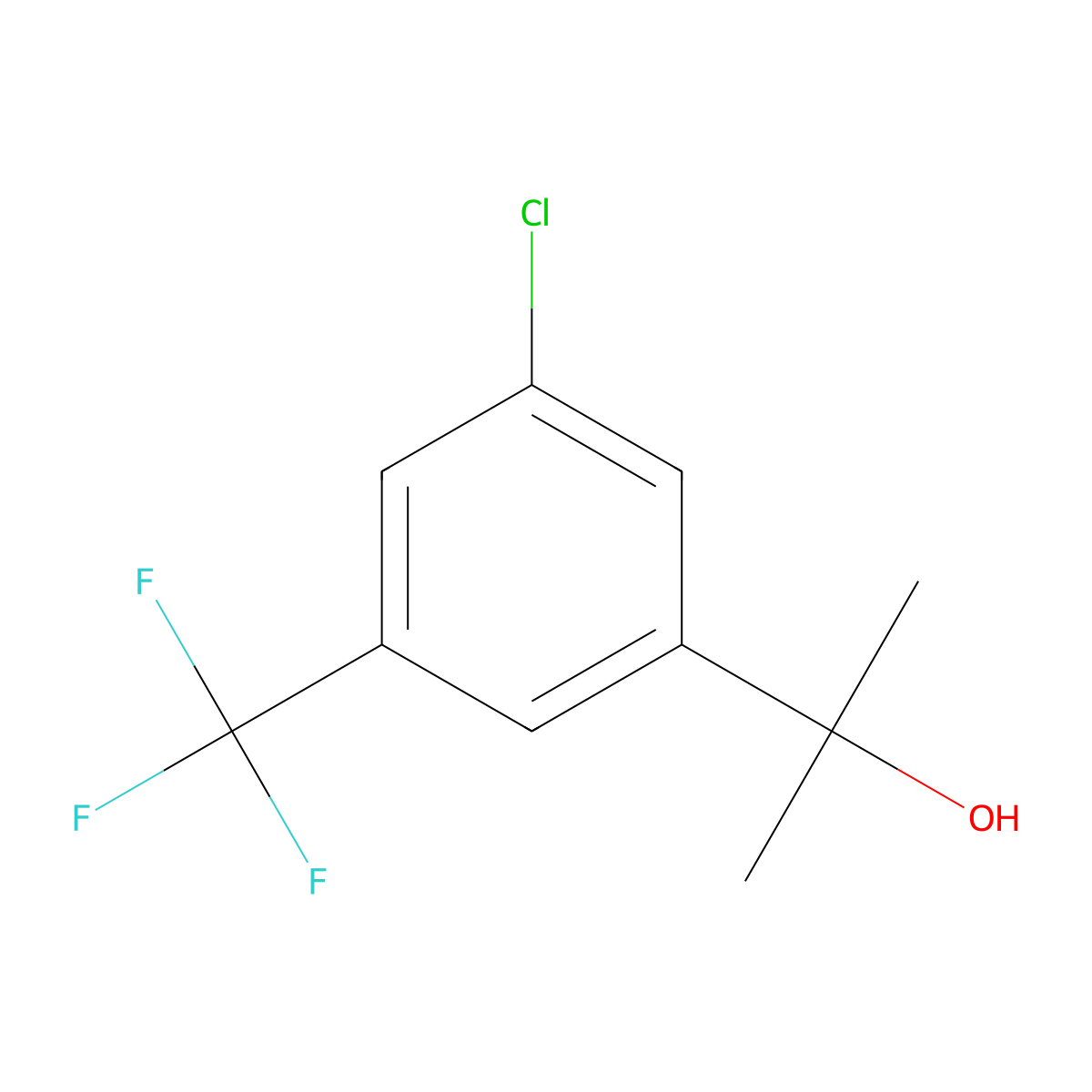 2-(3-Chloro-5-(trifluoromethyl)phenyl)propan-2-ol molecular structure, CAS 1890576-51-8
