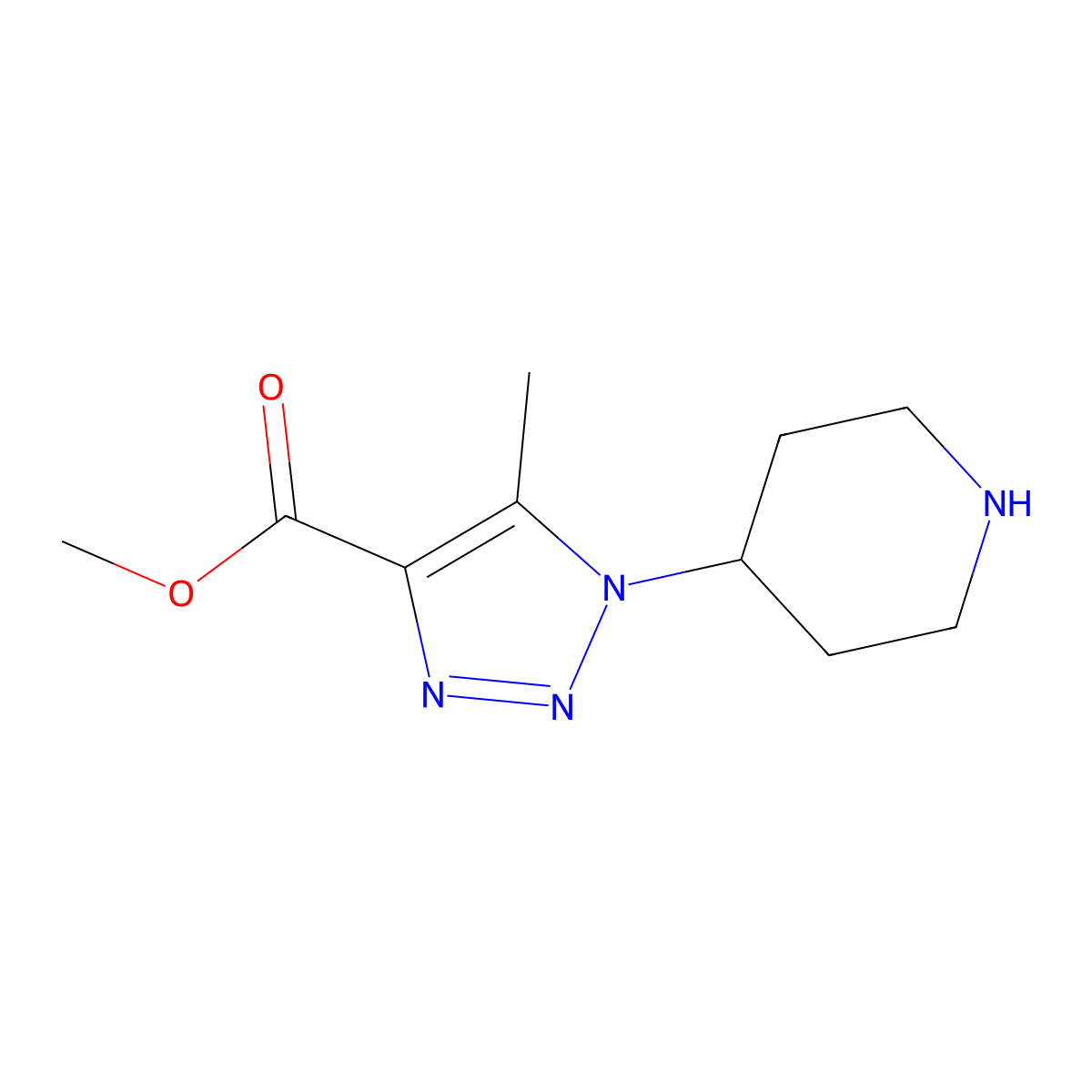 methyl 5-methyl-1-(piperidin-4-yl)-1H-1,2,3-triazole-4-carboxylate molecular structure, CAS 1890598-50-1