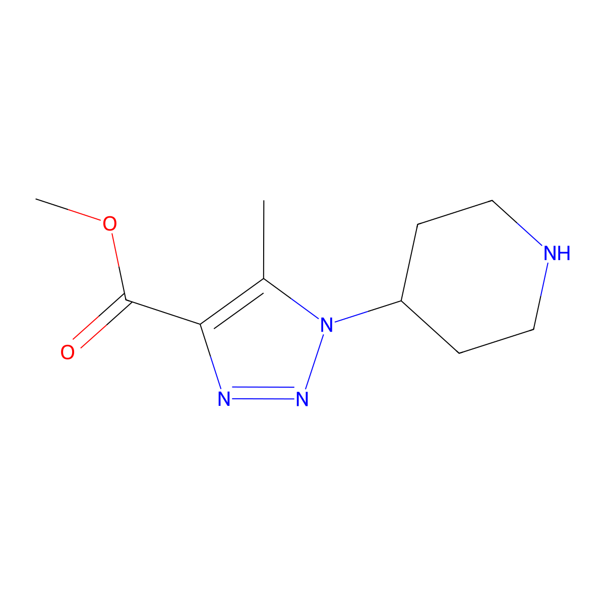 methyl 5-methyl-1-(piperidin-4-yl)-1H-1,2,3-triazole-4-carboxylate molecular structure, CAS 1890598-50-1