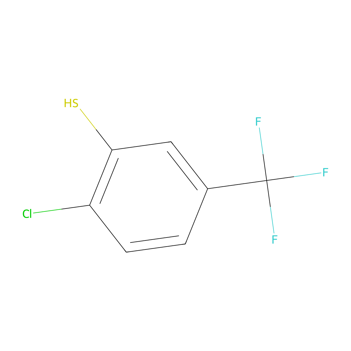 2-Chloro-5-trifluoromethylbenzenethiol molecular structure, CAS 18906-40-6