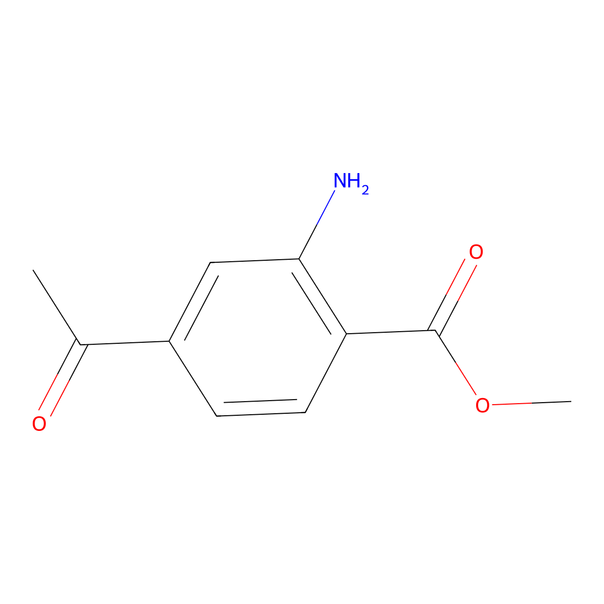 Benzoic acid, 4-acetyl-2-amino-, methyl ester molecular structure, CAS 189063-57-8