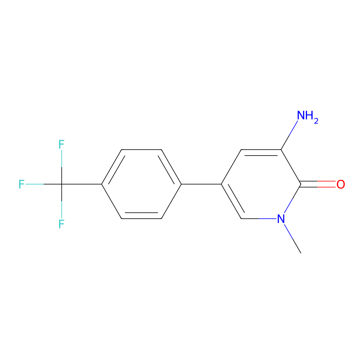 3-Amino-1-methyl-5-(4-(trifluoromethyl)phenyl)pyridin-2(1H)-one molecular structure, CAS 1890638-88-6