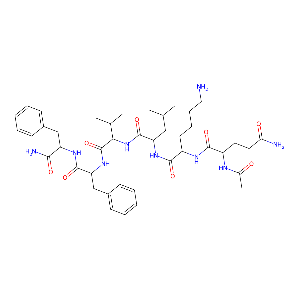 N~2~-Acetyl-L-glutaminyl-L-lysyl-L-leucyl-L-valyl-L-phenylalanyl-L-phenylalaninamide molecular structure, CAS 189064-06-0