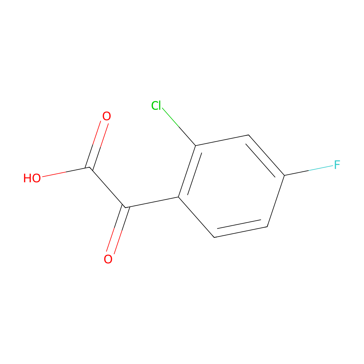 2-(2-Chloro-4-fluorophenyl)-2-oxoacetic acid molecular structure, CAS 1890641-51-6