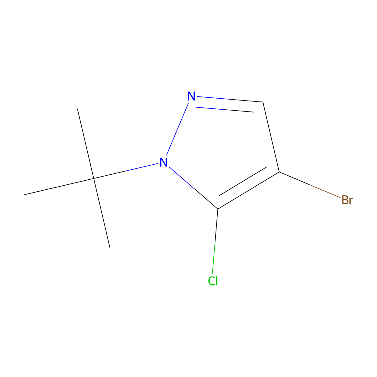 4-Bromo-1-(tert-butyl)-5-chloro-1H-pyrazole molecular structure, CAS 1890651-27-0