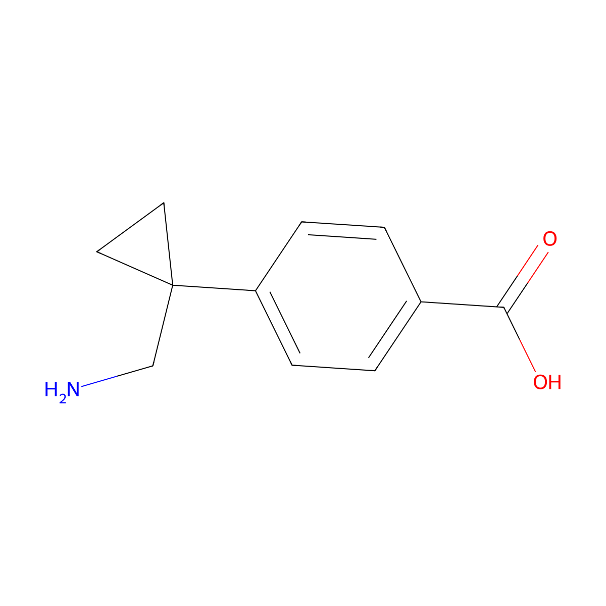 4-[1-(Aminomethyl)cyclopropyl]benzoic acid molecular structure, CAS 1890666-47-3