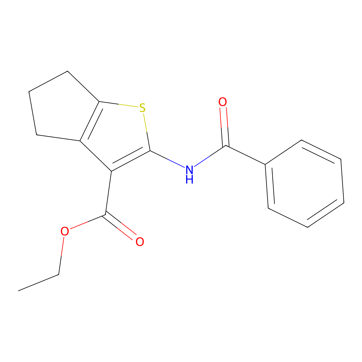 Ethyl 2-(benzoylamino)-5,6-dihydro-4H-cyclopenta[b]thiophene-3-carboxylate molecular structure, CAS 189067-61-6