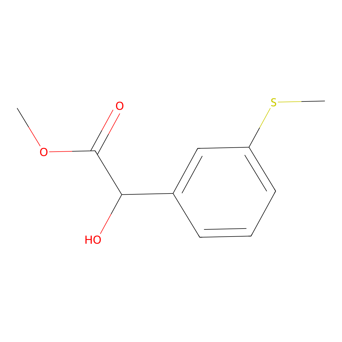 Methyl 2-hydroxy-2-[3-(methylsulfanyl)phenyl]acetate molecular structure, CAS 1890688-23-9