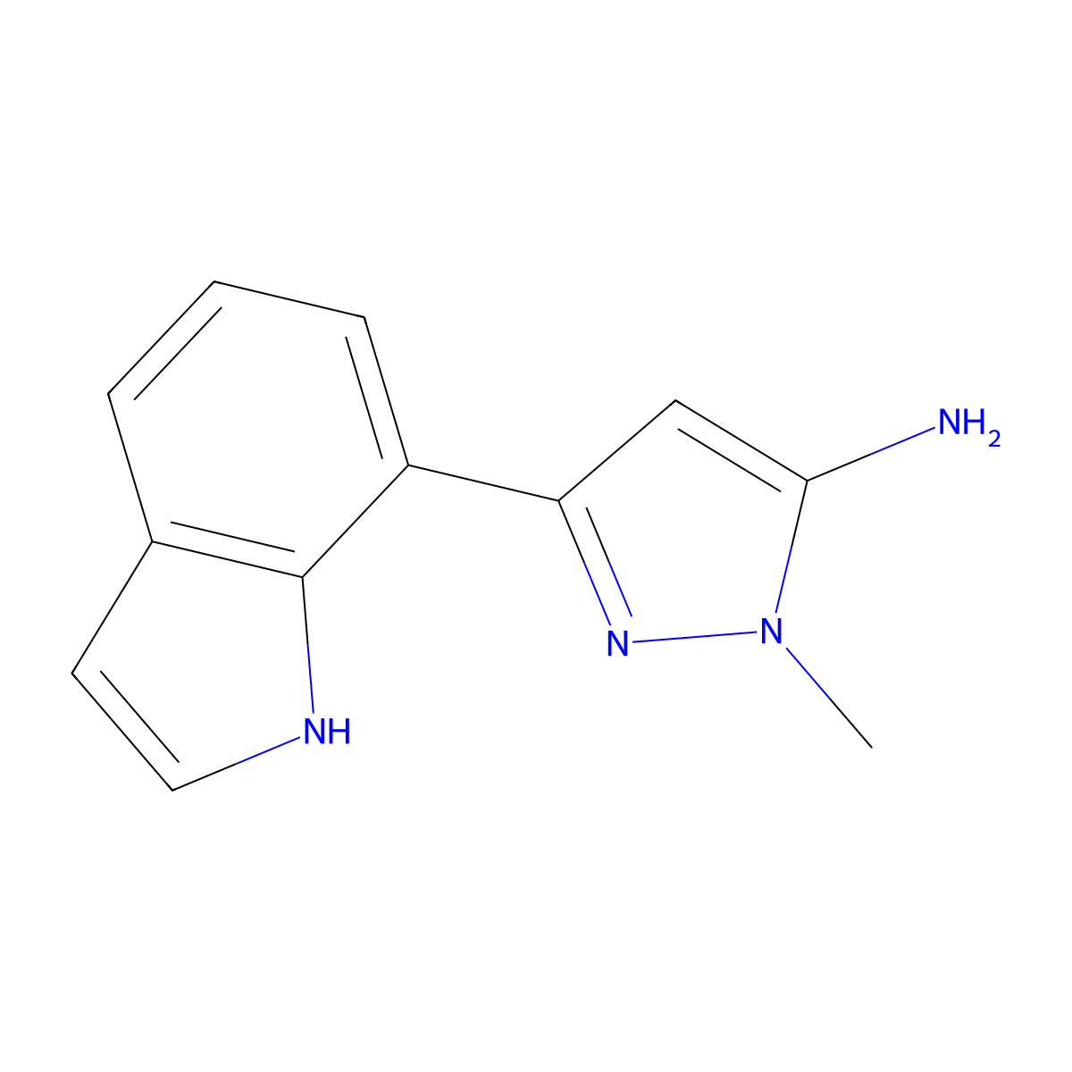 3-(1H-indol-7-yl)-1-methyl-1H-pyrazol-5-amine molecular structure, CAS 1890694-60-6