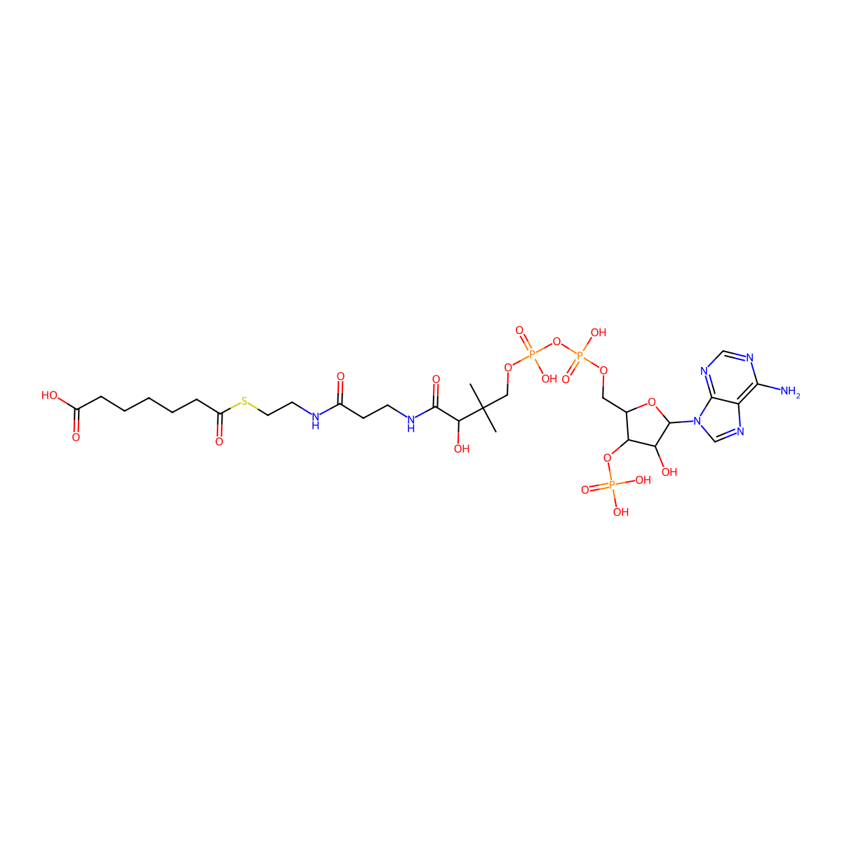 Coenzyme A, S-(hydrogen heptanedioate) molecular structure, CAS 18907-20-5