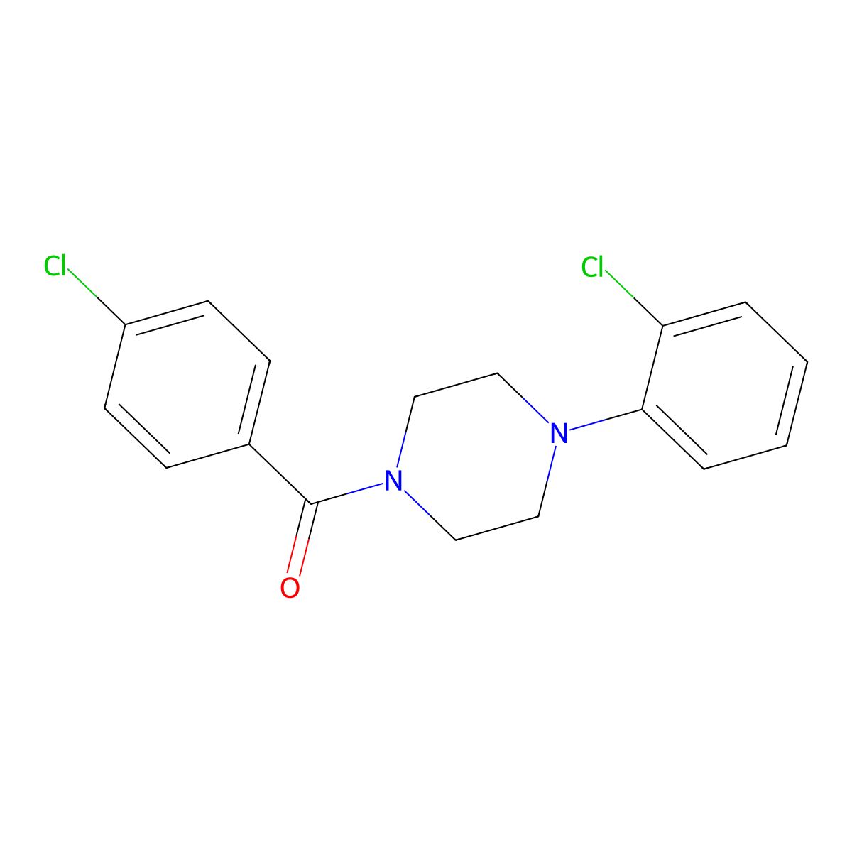 (4-Chlorophenyl)-[4-(2-chlorophenyl)piperazin-1-yl]methanone molecular structure, CAS 18907-58-9