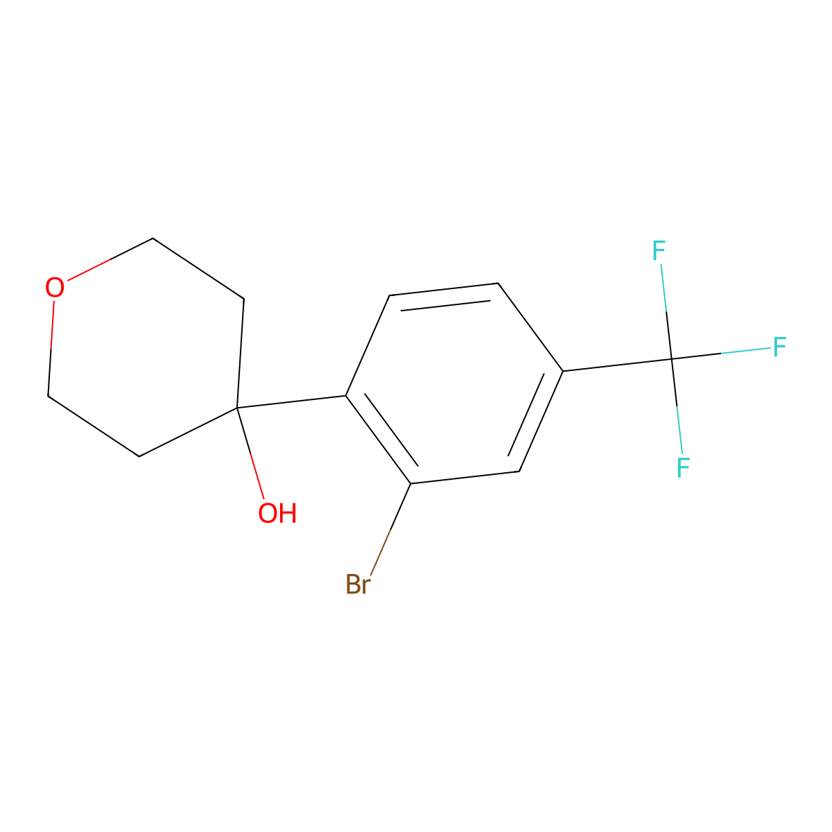 4-[2-Bromo-4-(trifluoromethyl)phenyl]tetrahydro-2H-pyran-4-ol molecular structure, CAS 1890727-00-0