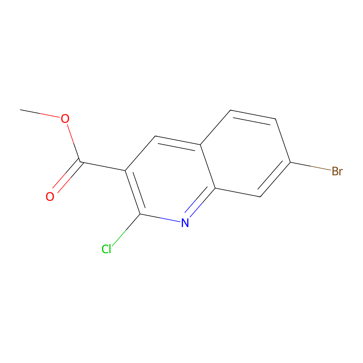 Methyl 7-bromo-2-chloroquinoline-3-carboxylate molecular structure, CAS 1890749-62-8