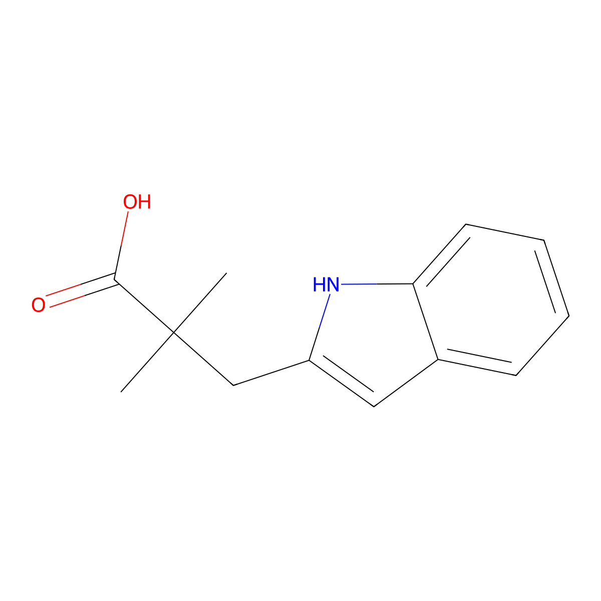 3-(1H-indol-2-yl)-2,2-dimethylpropanoic acid molecular structure, CAS 1890788-12-1