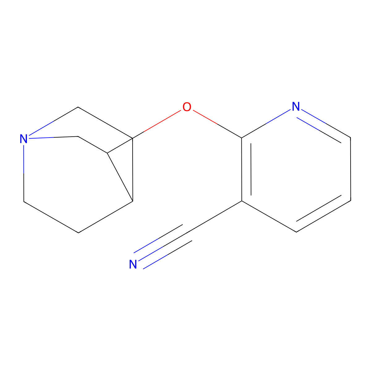 2-{1-Azabicyclo[2.2.2]octan-3-yloxy}pyridine-3-carbonitrile molecular structure, CAS 1890805-33-0