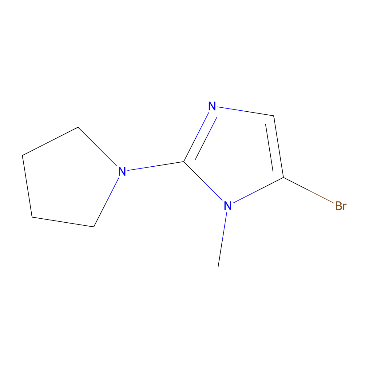 5-bromo-1-methyl-2-(pyrrolidin-1-yl)-1H-imidazole molecular structure, CAS 1890814-36-4