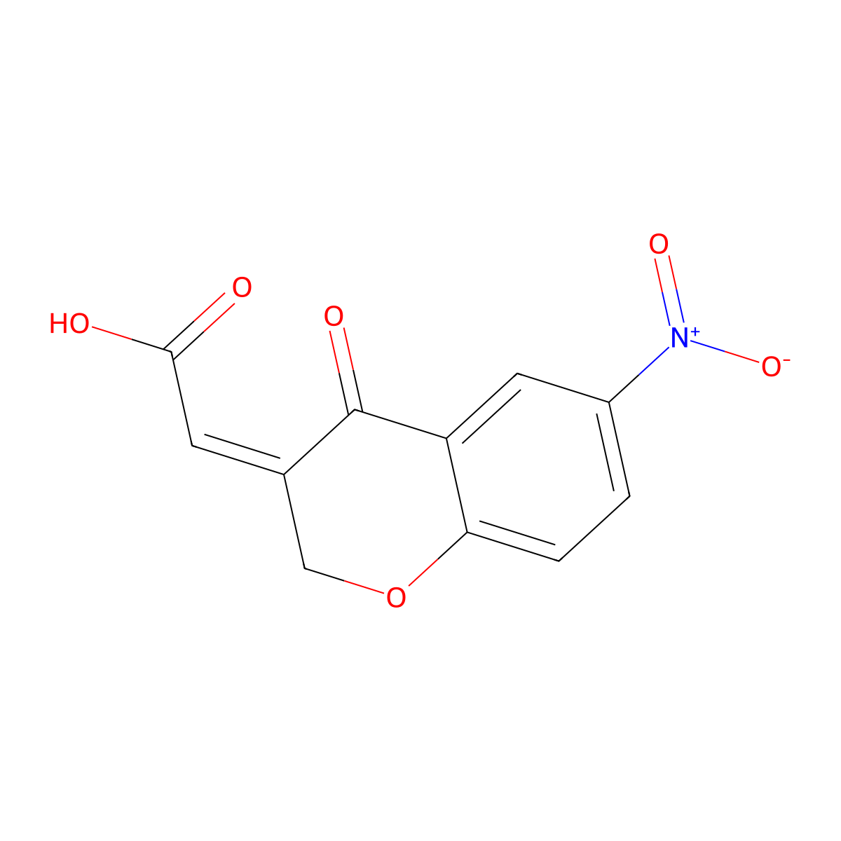 2-(6-Nitro-4-oxochromen-3-ylidene)acetic acid molecular structure, CAS 189083-16-7