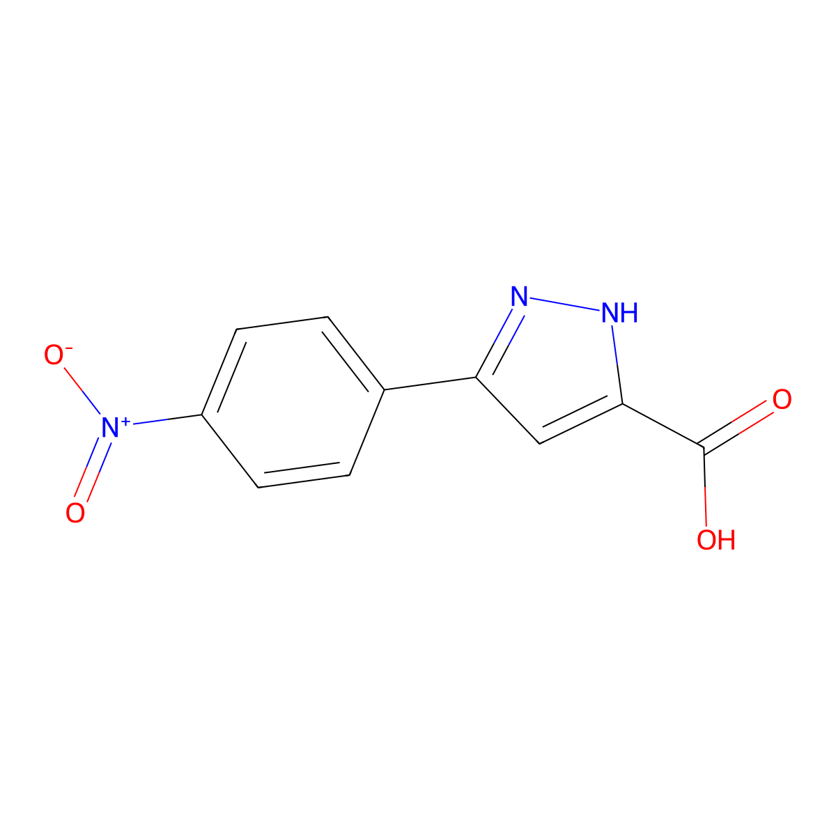 5-(4-nitrophenyl)-1H-pyrazole-3-carboxylic acid molecular structure, CAS 189083-63-4