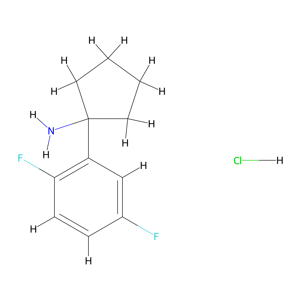 1-(2,5-Difluorophenyl)cyclopentan-1-amine hydrochloride molecular structure, CAS 1890833-09-6