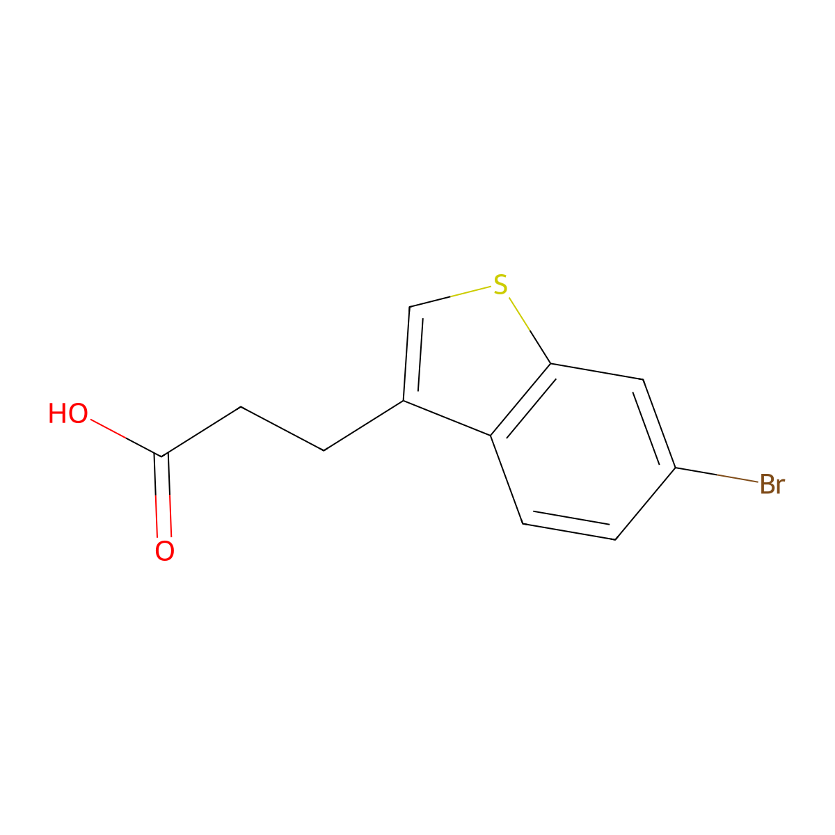 3-(6-Bromo-1-benzothiophen-3-yl)propanoic acid molecular structure, CAS 1890859-83-2