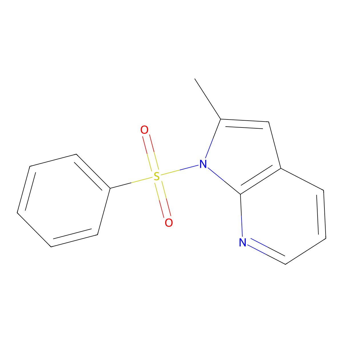2-methyl-1-(phenylsulfonyl)-1H-pyrrolo[2,3-b]pyridine molecular structure, CAS 189089-83-6