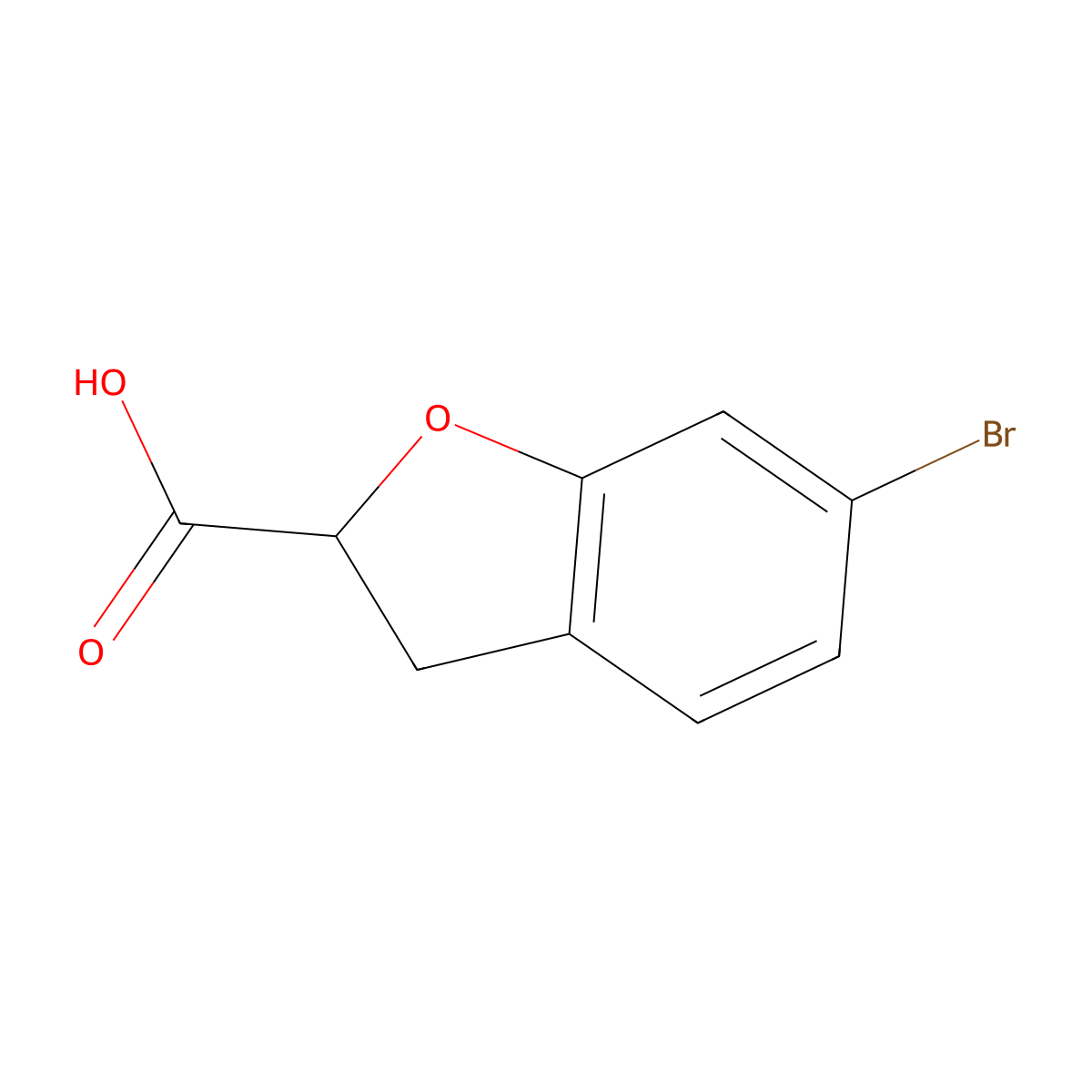 6-Bromo-2,3-dihydro-1-benzofuran-2-carboxylic acid molecular structure, CAS 1890906-32-7