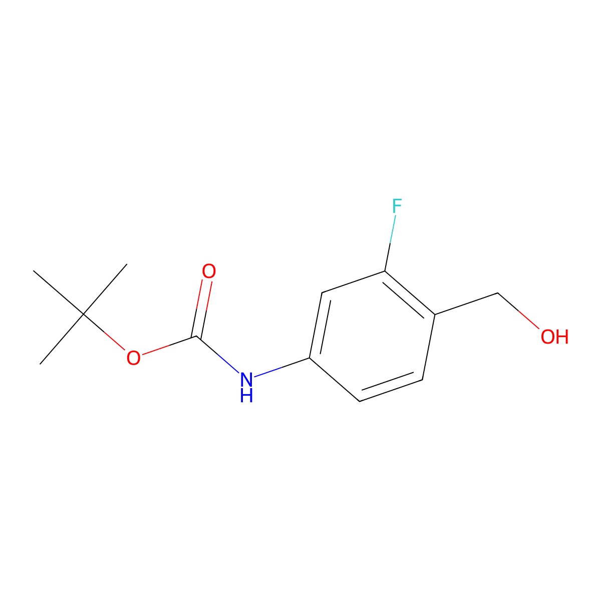 tert-butyl N-[3-fluoro-4-(hydroxymethyl)phenyl]carbamate molecular structure, CAS 1890913-16-2