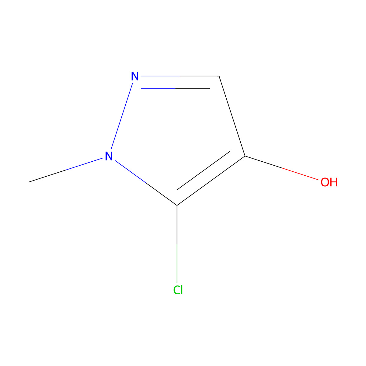 5-chloro-1-methyl-1H-pyrazol-4-ol molecular structure, CAS 1890923-07-5