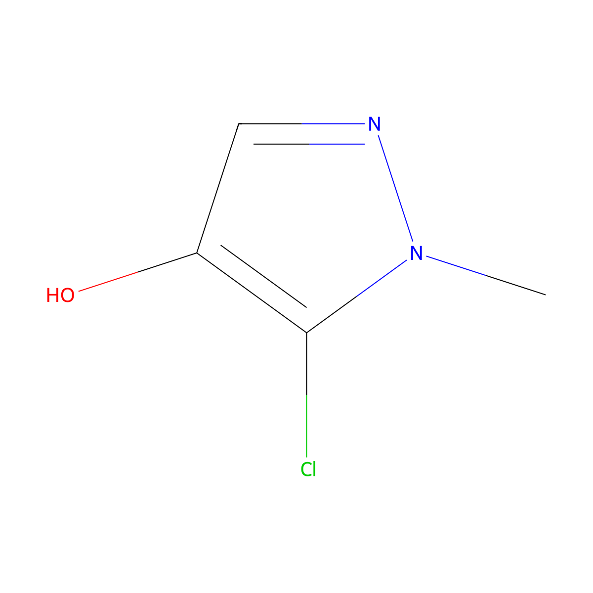 5-chloro-1-methyl-1H-pyrazol-4-ol molecular structure, CAS 1890923-07-5